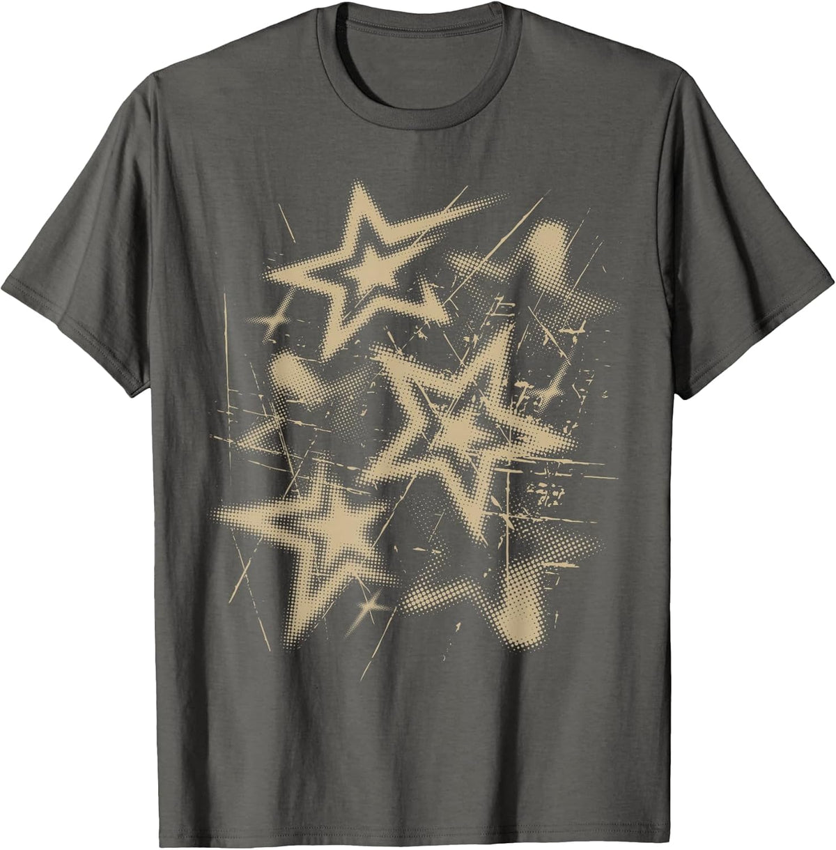 Y2k Grunge Stars 2000s Beige Cyber Vintage Graphic Unisex , , , Long Sleeve Tee