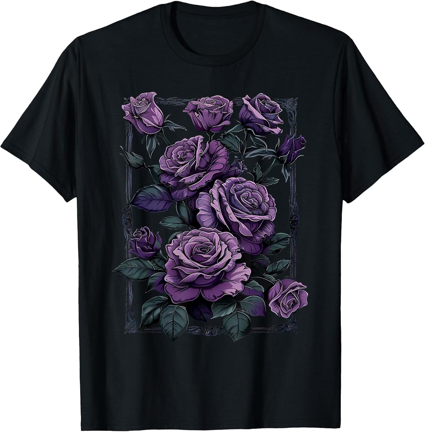 Vintage Purple Roses Flower Gothic Gardening Unisex , , , Long Sleeve Tee