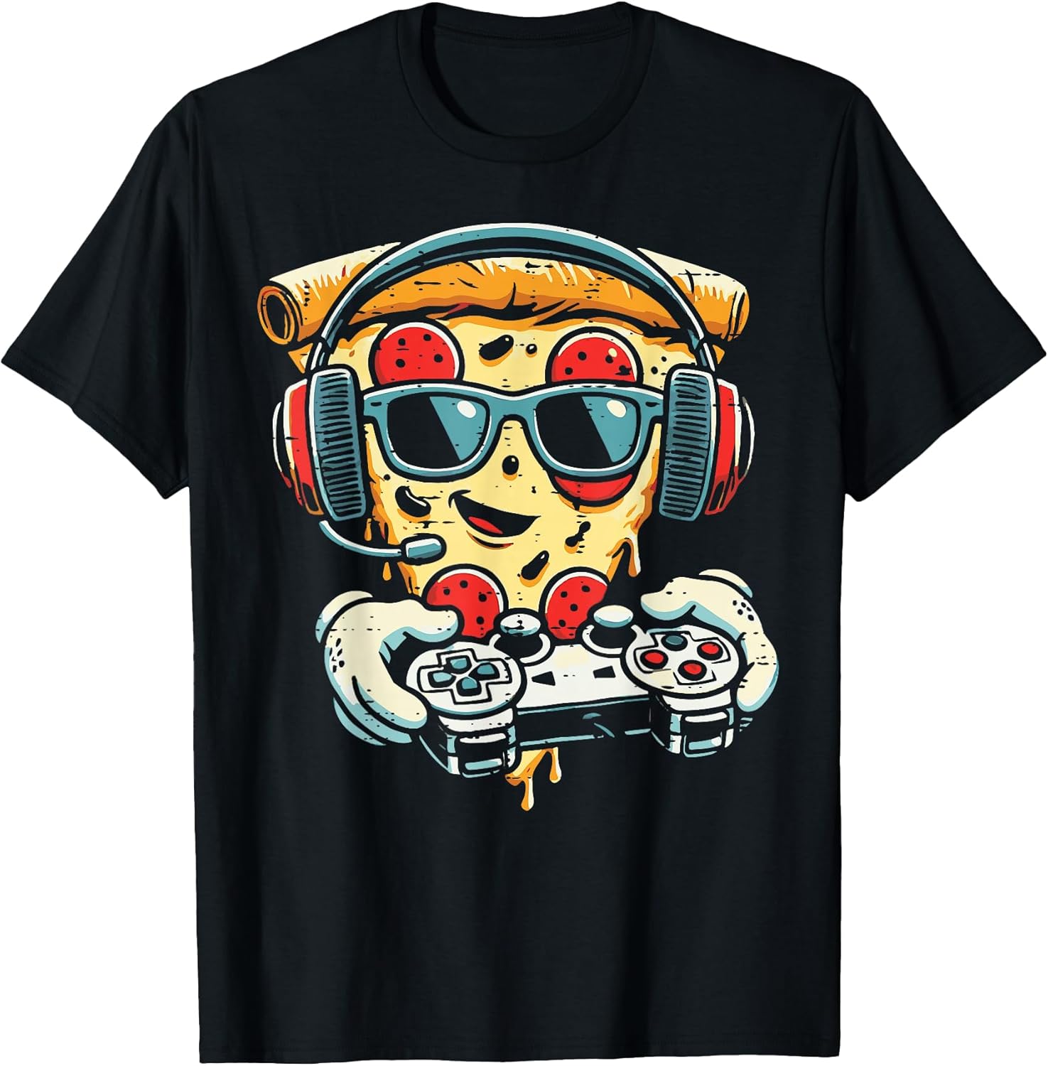 Gaming Pizza Funny Video Gamer Snack Food Lover Men Boys Kid Unisex , , , Long Sleeve Tee