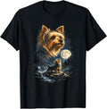 Yorkie Howling to The Moon Funny Vintage 90s Puppy Dog Lover Unisex , , , Long Sleeve Tee