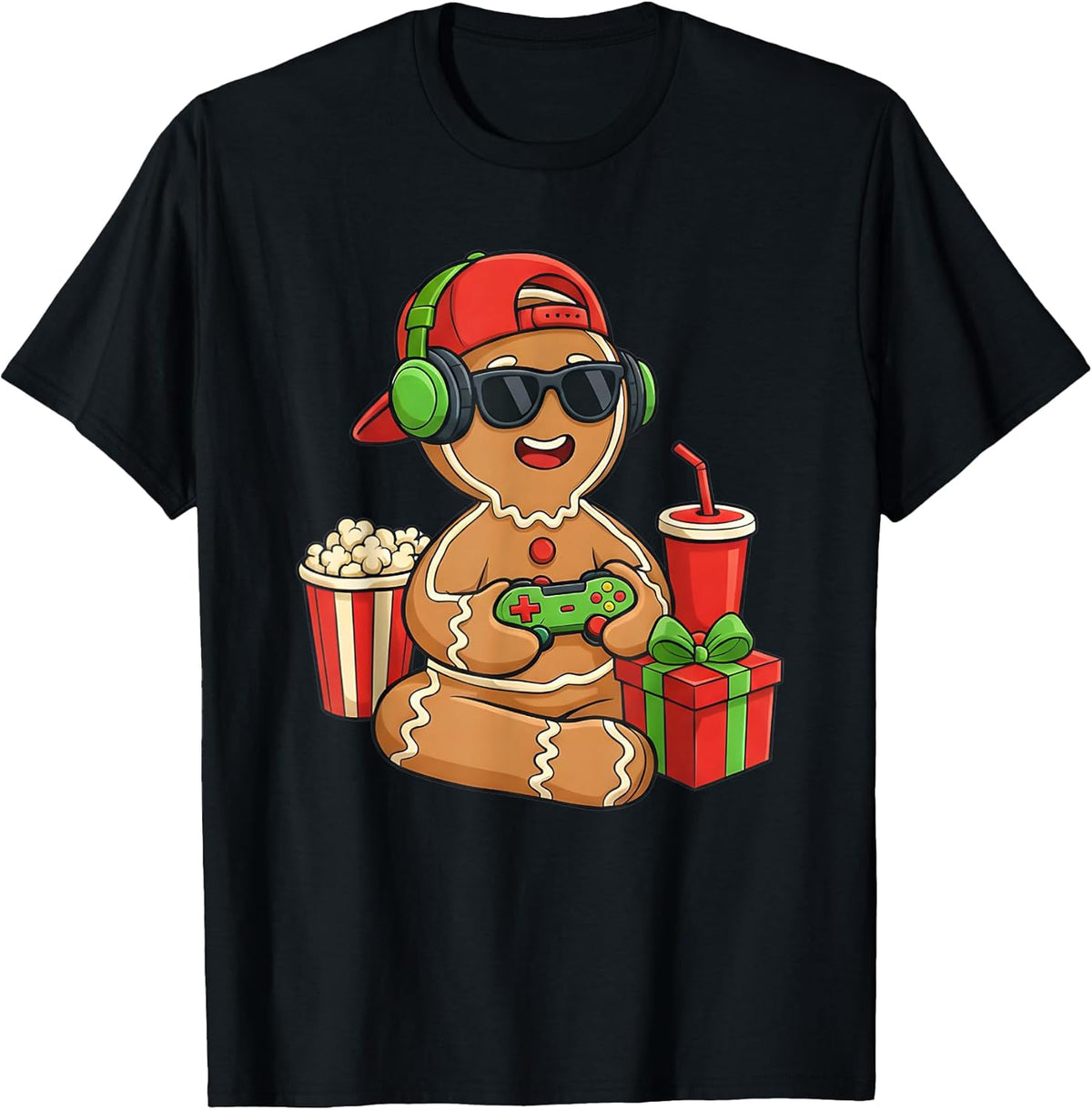 Christmas Gamer Gingerbread Video Gaming Xmas Game Boys Kids Unisex , , , Long Sleeve Tee