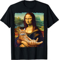 Mona Lisa Holding Cat Kitty for Cats Lover Cat Dad Cat Mom Unisex , , , Long Sleeve Tee