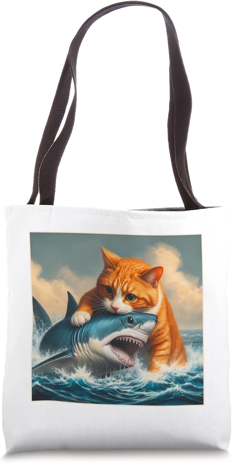 Cat Shark Shirt, Funny Cat Biting Shark Shirt