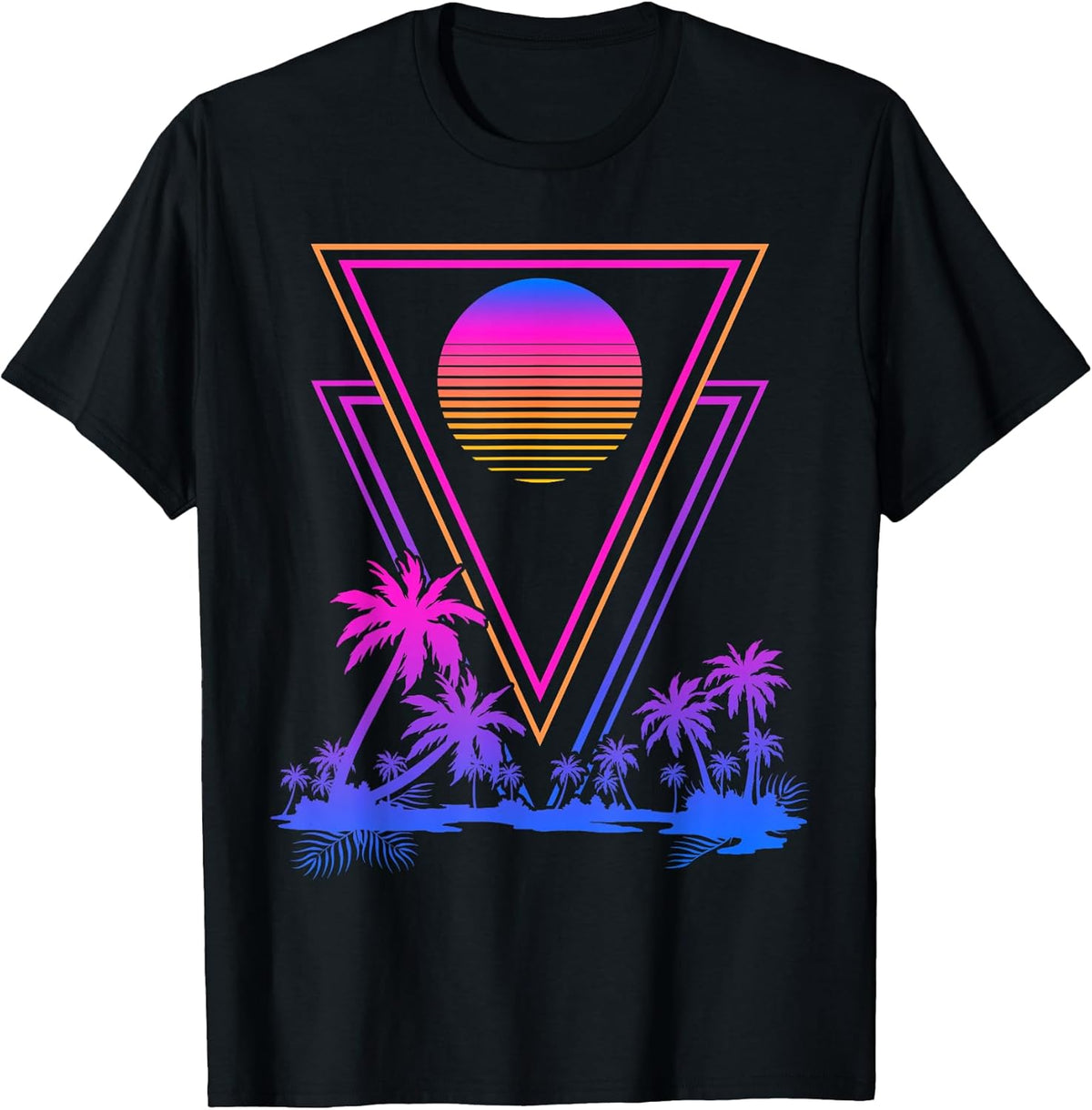 Retro Synthwave Aesthetic 1980s Palm Trees 90s Vaporwave Unisex , , , Long Sleeve Tee