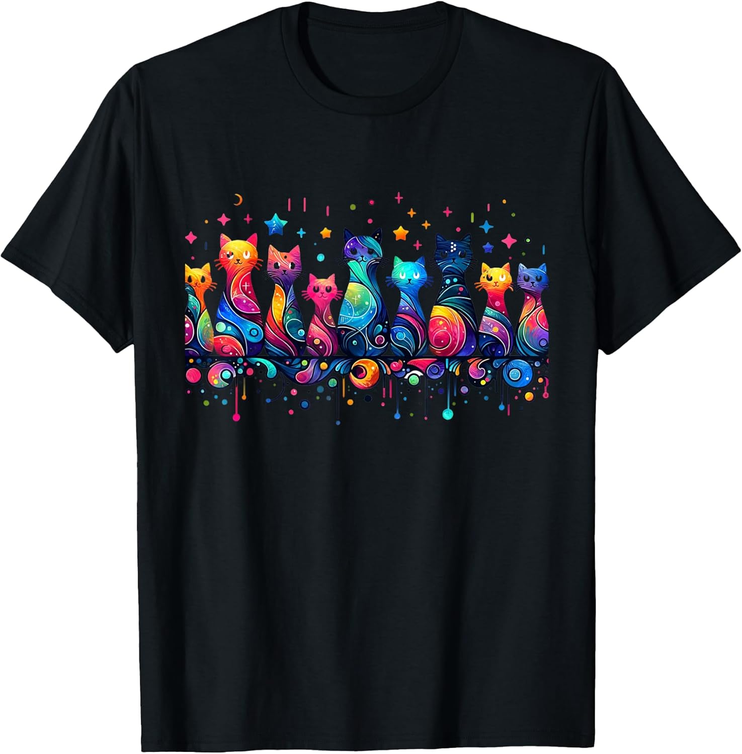 80s Colorful Kitten Lover Artwork Decor Cute Art Cat Unisex , , , Long Sleeve Tee
