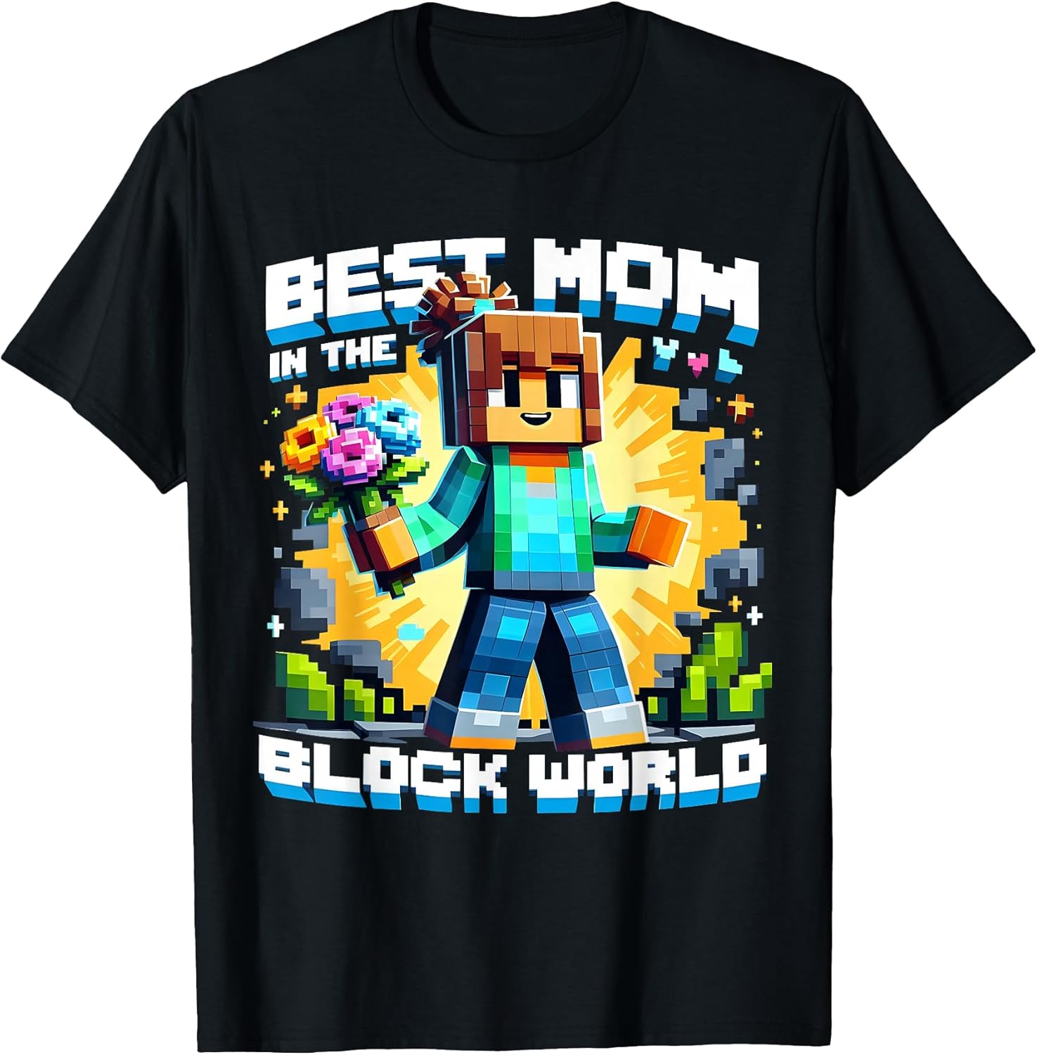 Best Mom in the Block World Pixel Gaming Mother Day Design Unisex , , , Long Sleeve Tee