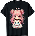 Cute Anime Cats Lover Kawaii Manga Otaku Anime Girl Pink Unisex , , , Long Sleeve Tee