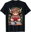 Funny Highland Cow Reading Books Lover