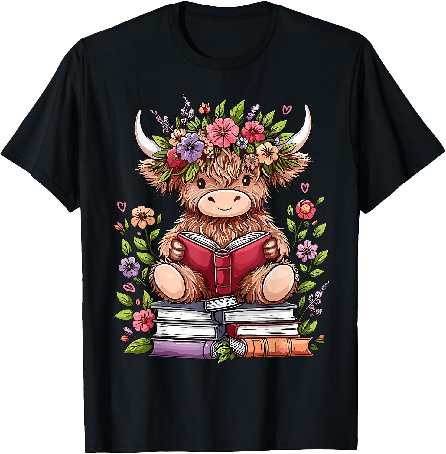 Funny Highland Cow Reading Books Lover