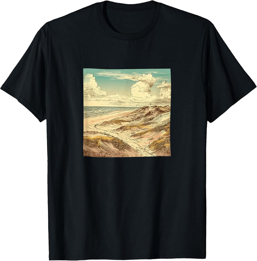 Sandy Beach With Dunes Vintage Landscape Merch