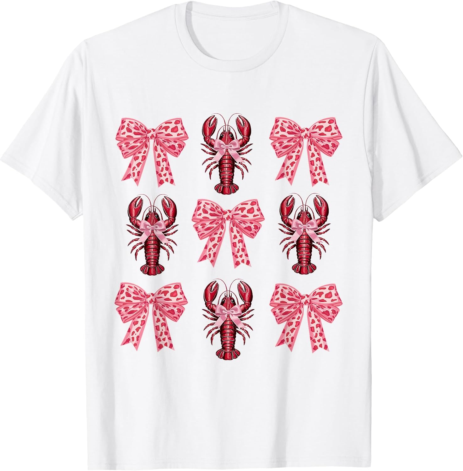 Cute Pink Bow Coquette Crawfish Clean Girl Aesthetic Lobster Unisex , , , Long Sleeve Tee