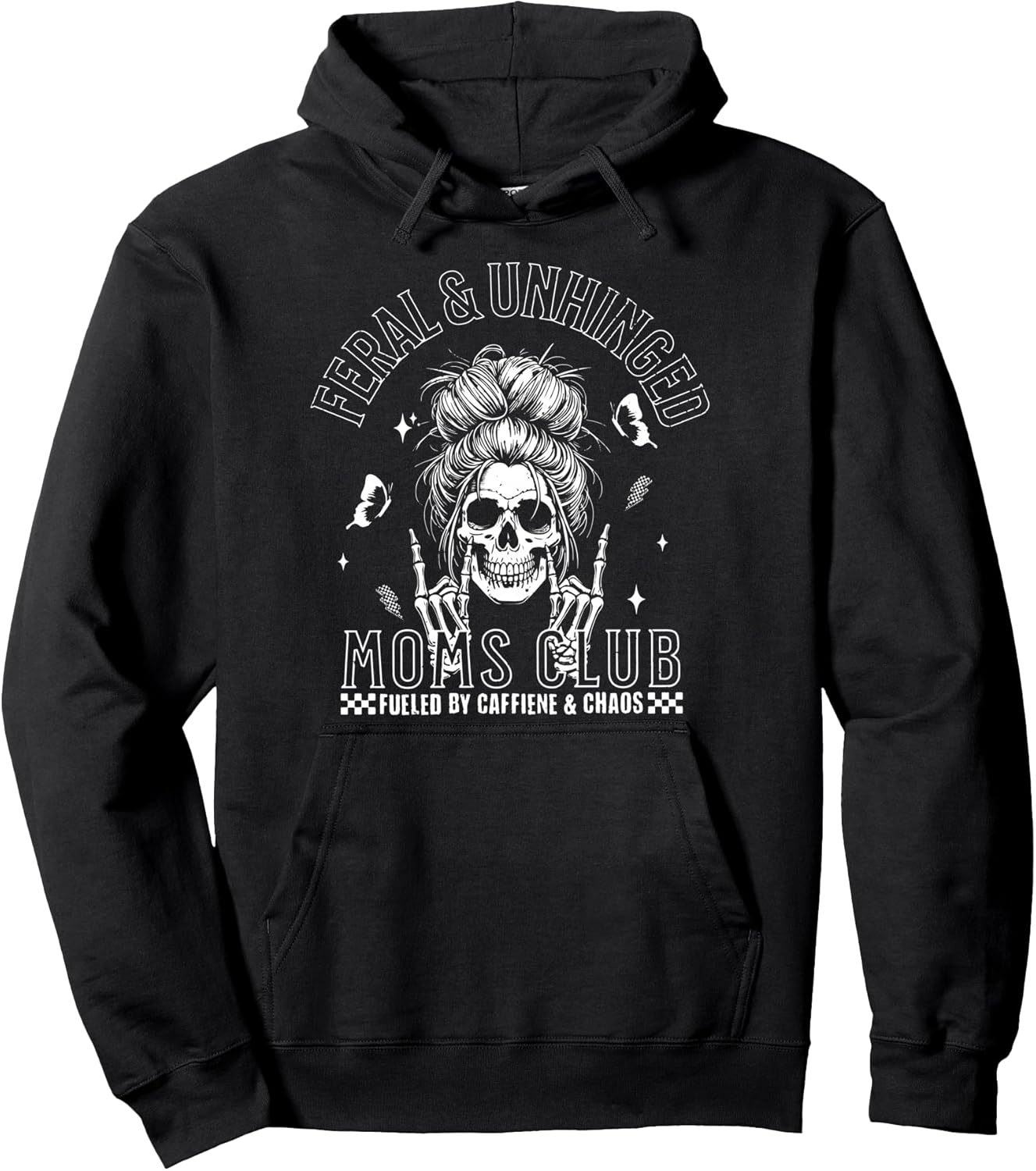 Funny Feral And Unhinged Moms Club Skeleton Coffee Mom Girls Pullover Unisex , , , Long Sleeve Tee