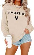 Womens Casual Long Sleeve Crewneck Loose Mama Graphic Shirts Pullover Tops Unisex , , , Long Sleeve Tee