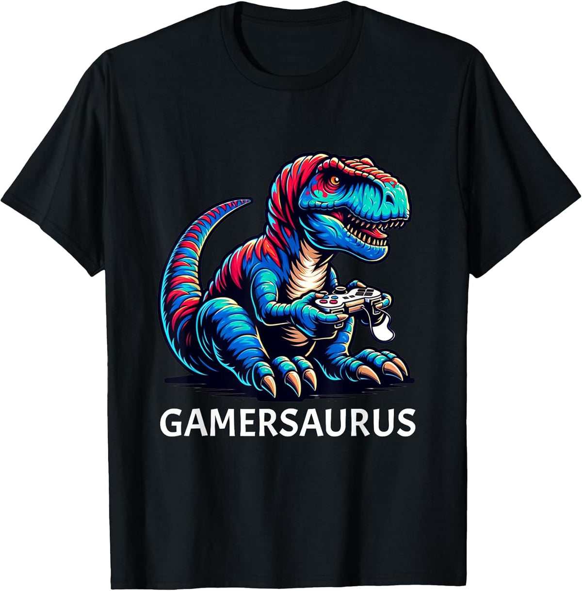 Funny Gaming Dinosaur Gamersaurus T-Rex Graphic Gamer Unisex , , , Long Sleeve Tee