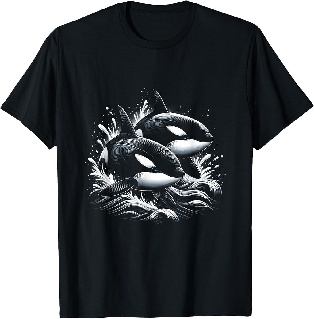 Orca Whale Riding Wave Ocean Sea Whale Couple