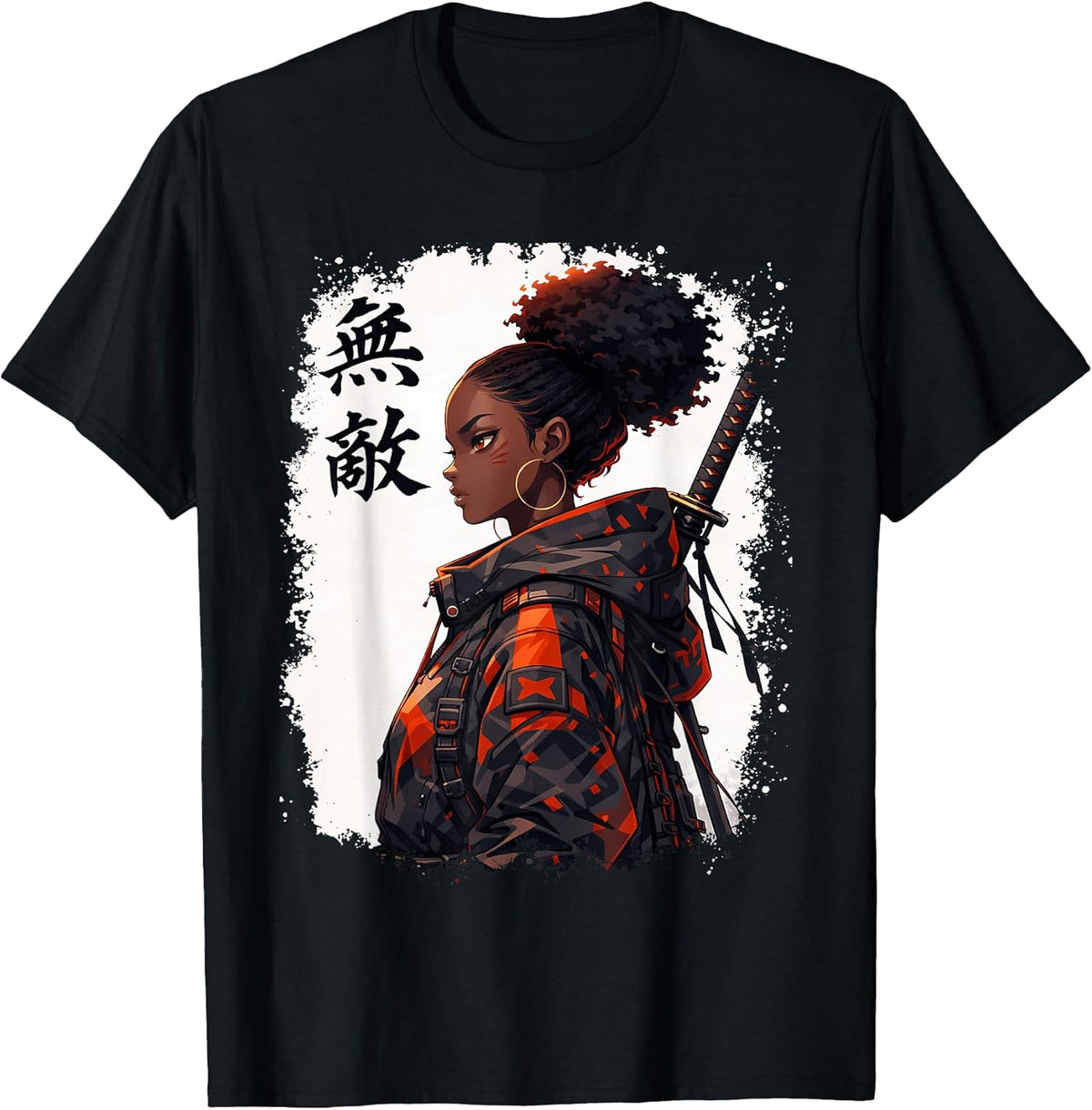 Black Samurai Girl Anime Warrior Afro African Pride Unisex , , , Long Sleeve Tee
