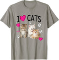 Cat Lover Tee Cute I Love Cats Kittens Hearts Paws Gift Idea Unisex , , , Long Sleeve Tee
