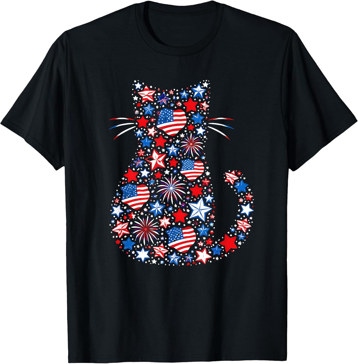 USA Flag Lucky Clover Patriotic 4th July Cat Lover Unisex , , , Long Sleeve Tee