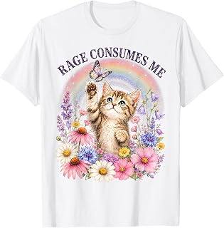 Cute Cat Rage Consumes Me Funny Sarcastic Kitten Flower Unisex , , , Long Sleeve Tee