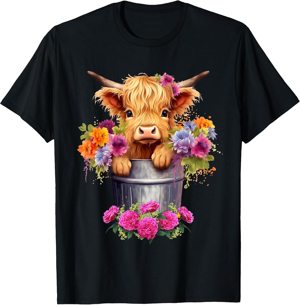 Cute Baby Highland Cow With flowers Gift Idea