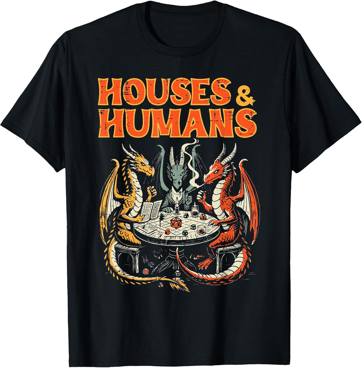 Gaming Houses Humans Funny RPG Parody Gamer Men Boys Kids Unisex , , , Long Sleeve Tee