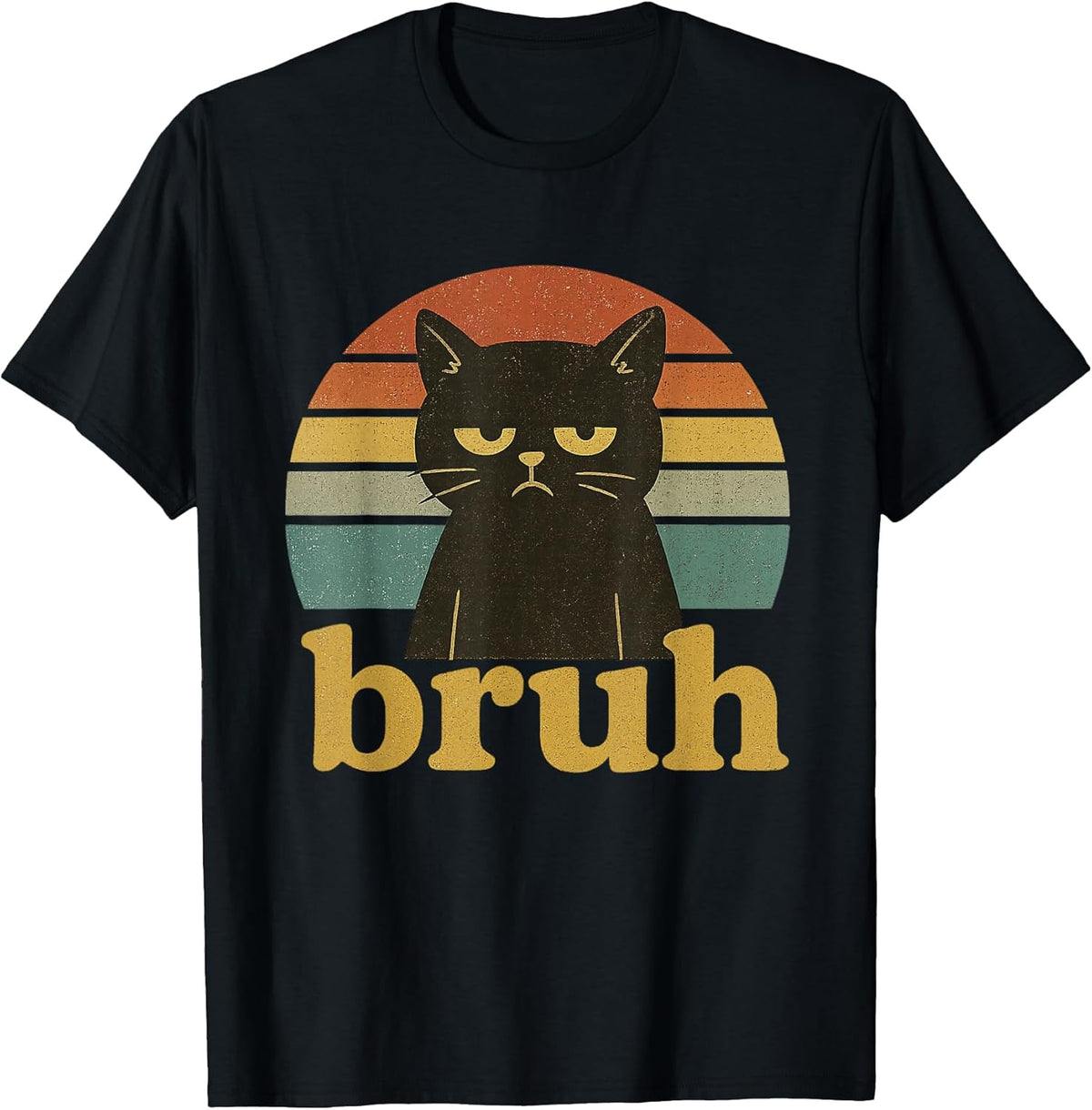 Bruh Cat Funny Sarcastic Meme Retro Kitten Humor Boys Girls Unisex , , , Long Sleeve Tee
