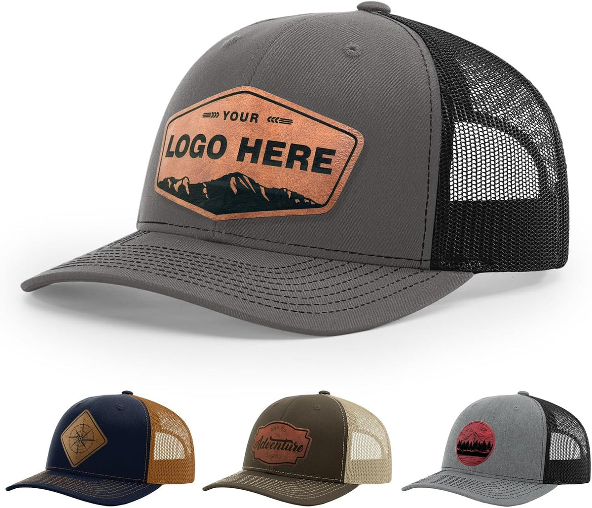Personalized Custom 112 Style Trucker Leather Patch Hat for Men & Women Unisex , , , Long Sleeve Tee