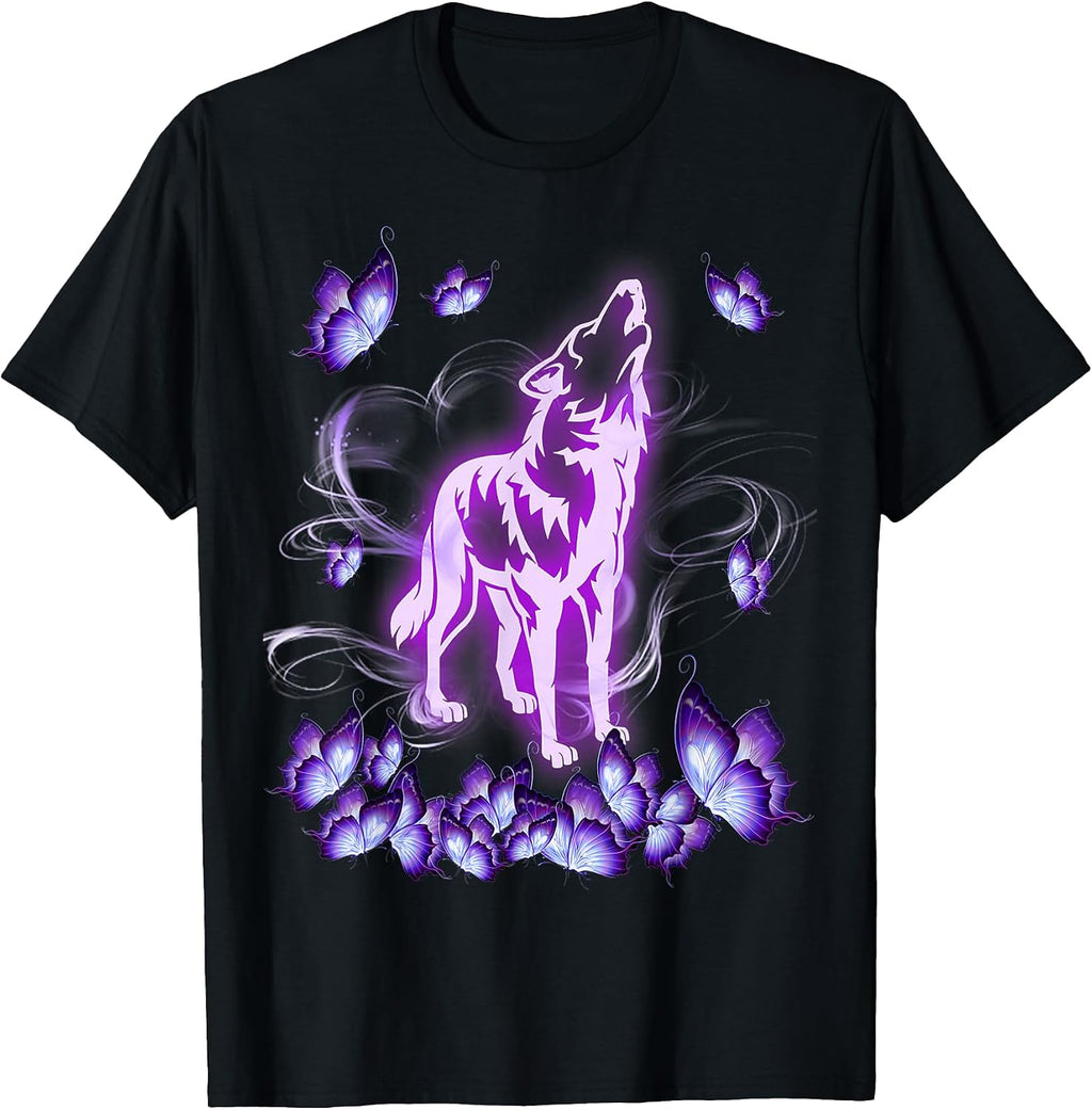 Wolf magical purple butterfly wolf lover