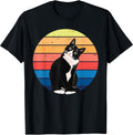 Tuxedo Cat Gift Retro Colors for Animal Lovers Unisex , , , Long Sleeve Tee