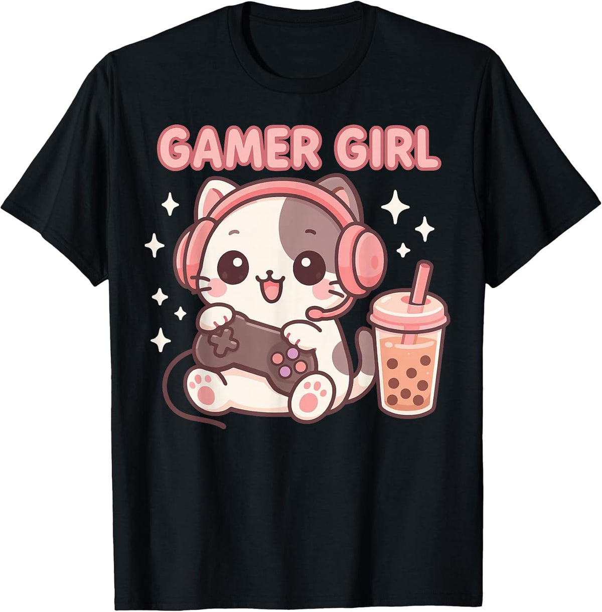Cat Female Gamer Gaming Video Games Kawaii Unisex , , , Long Sleeve Tee