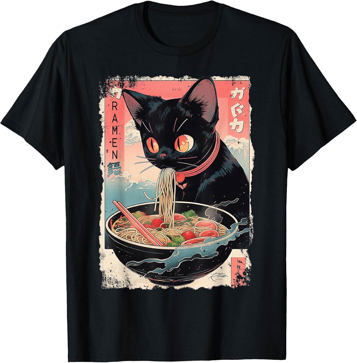 Ramen Noodles Cat Japan Y2K Kawaii Retro Cats Manga Anime Unisex , , , Long Sleeve Tee