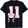 11 Year Old Birthday Girl Coquette Pink Bow Unisex , , , Long Sleeve Tee