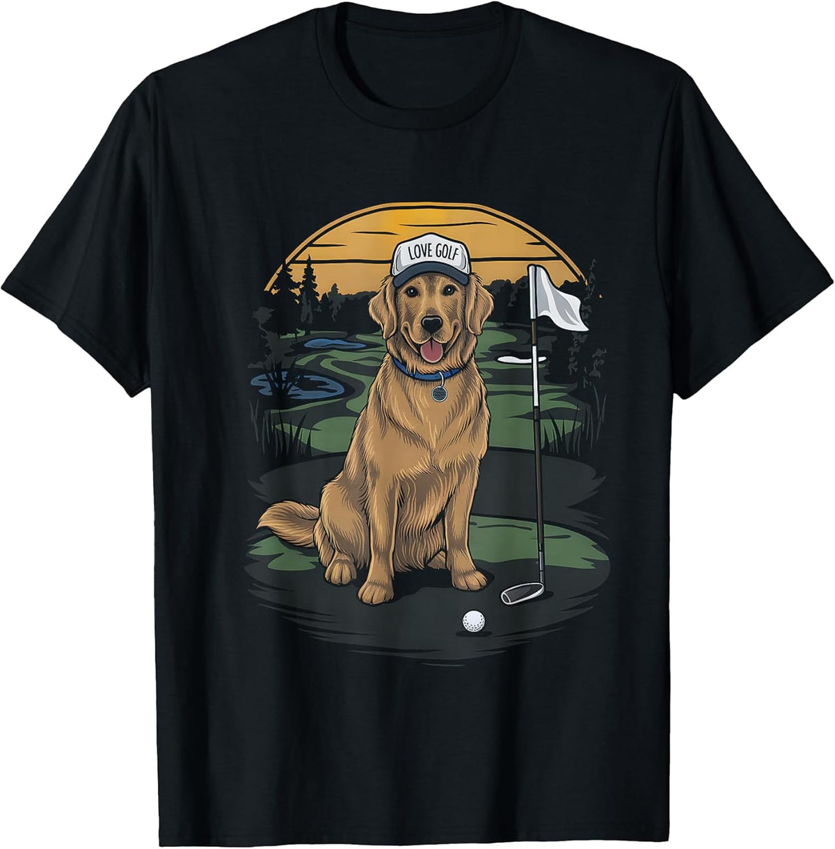 Golfer Golden Retriever Dog Dad Golf Lover Father's Day for Men Women Unisex , , , Long Sleeve Tee