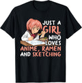 Just A Girl Who Loves Anime Ramen and Sketching Japan Anime Small Unisex , , , Long Sleeve Tee