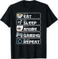 Eat Sleep Anime Gaming Repeat Manga Otaku Men Boys Unisex , , , Long Sleeve Tee