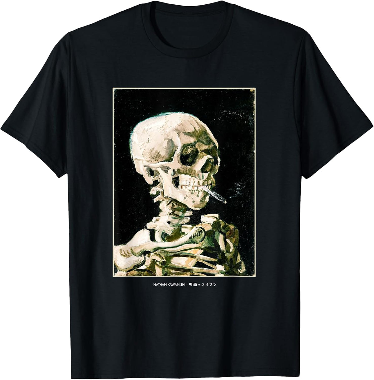 Van Gogh Aesthetic Skeleton Streetwear Skull Graphic Art Tee Unisex , , , Long Sleeve Tee