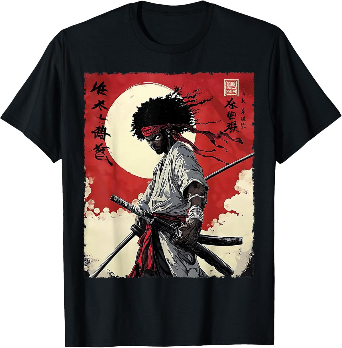 Afro American Samurai Anime Cartoon Japanese Bushido Warrior Unisex , , , Long Sleeve Tee