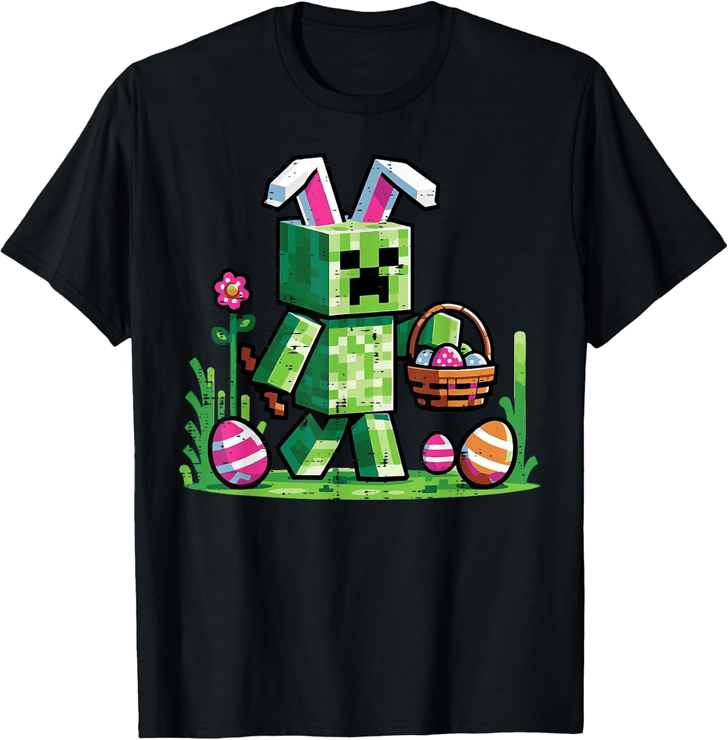 Easter Pixel Gaming Bunny Egg Hunting Boys Kids Youth Men Unisex , , , Long Sleeve Tee