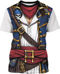Anime Pirate Captain Tee Tuxedo Funny Cosplay Costume Tee Crewneck Short Sleeve Casual Top Unisex