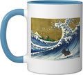Mens Womens Kids Cute Surfing Scottish Terrier Lover Ceramic Mug, Blue/White