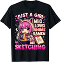 Just A Girl Who Loves Anime Ramen and Sketching Japan Anime Unisex , , , Long Sleeve Tee