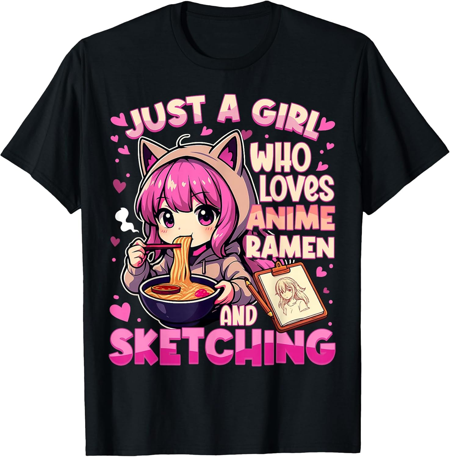 Just A Girl Who Loves Anime Ramen and Sketching Japan Anime Unisex , , , Long Sleeve Tee