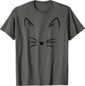 Women's Cat Face Whiskers Print Tee Kitty Lover Unisex , , , Long Sleeve Tee