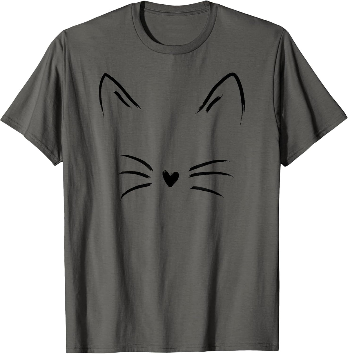 Women's Cat Face Whiskers Print Tee Kitty Lover Unisex , , , Long Sleeve Tee
