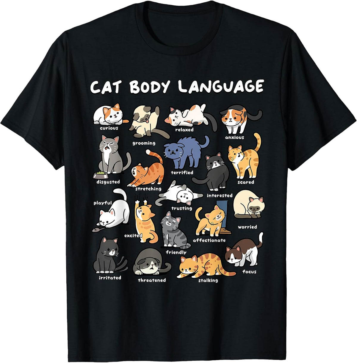 Cat Body Language Cute Cat Lover Kawaii Unisex , , , Long Sleeve Tee