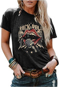 Rock and Roll Shirt Women Vintage Rock Band Concert Casual Graphic Country Music Short Sleeve Tee Tops
