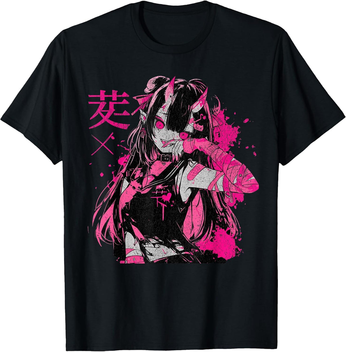 Goth Grunge Demon Anime Girl Waifu Horror Alt Aesthetic Unisex , , , Long Sleeve Tee