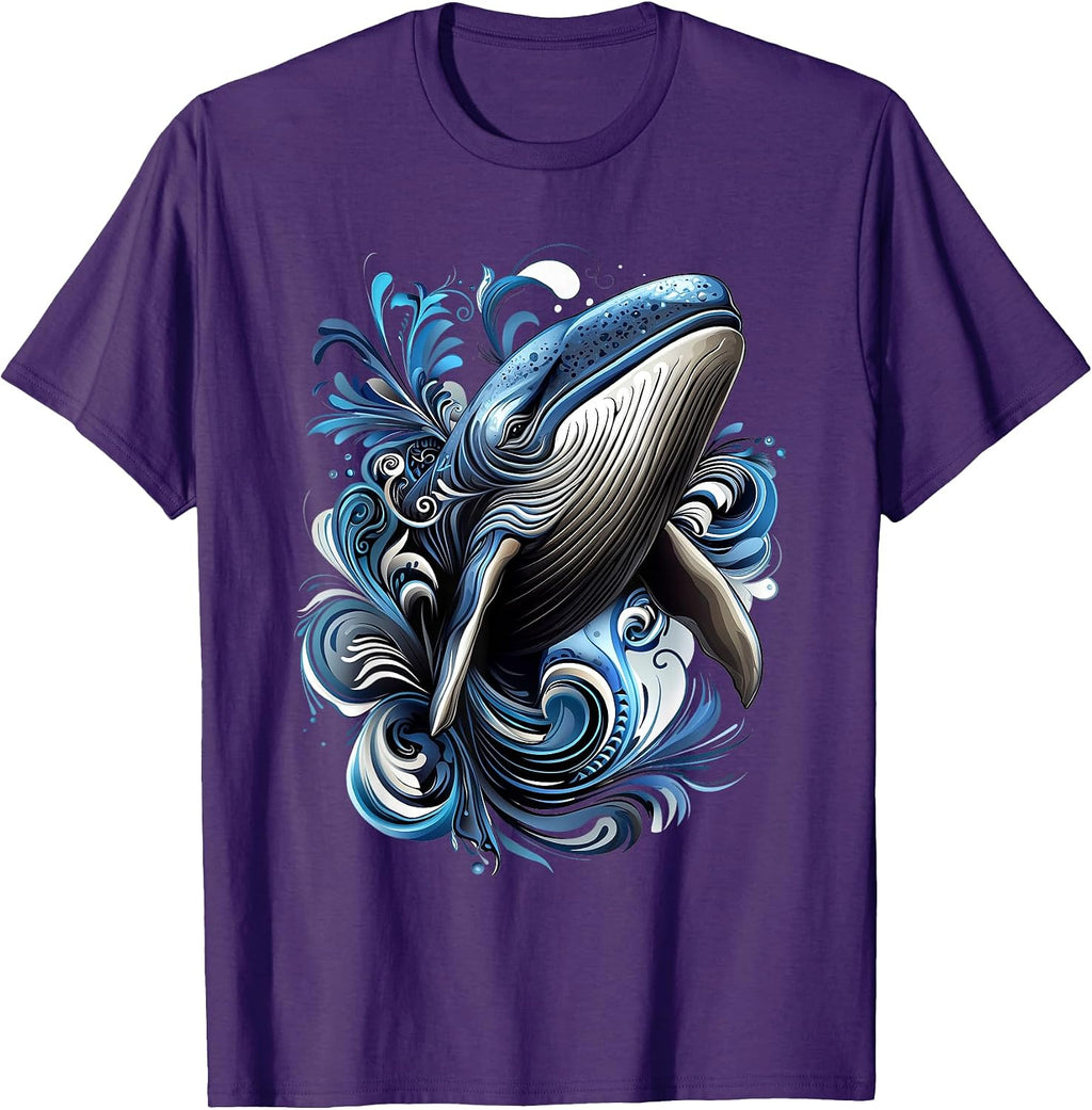 Colorful Blue Whale Lover Nature Illustration