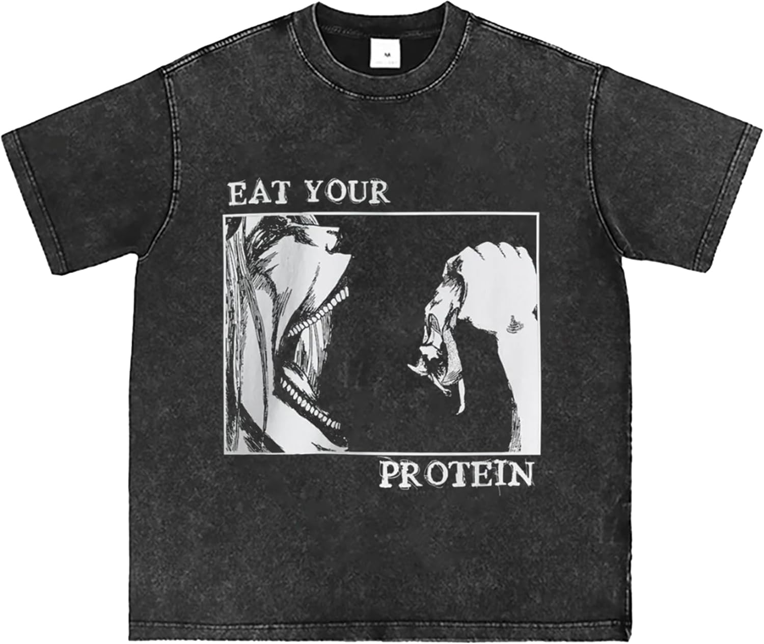 Retro AOT Eat Your Protein Shirt Japanese Anime Pattern Tee Unisex , , , Long Sleeve Tee