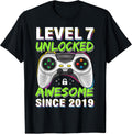 Level 7 Unlocked Awesome Since 2019 7th Birthday Gaming Boys Unisex , , , Long Sleeve Tee